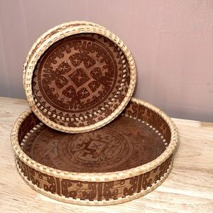 Birch Bark Natural Unique Baskets With Whipstitch Design